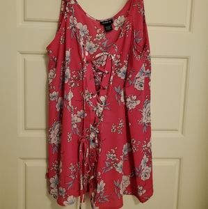 Pink Floral Laceup Cami